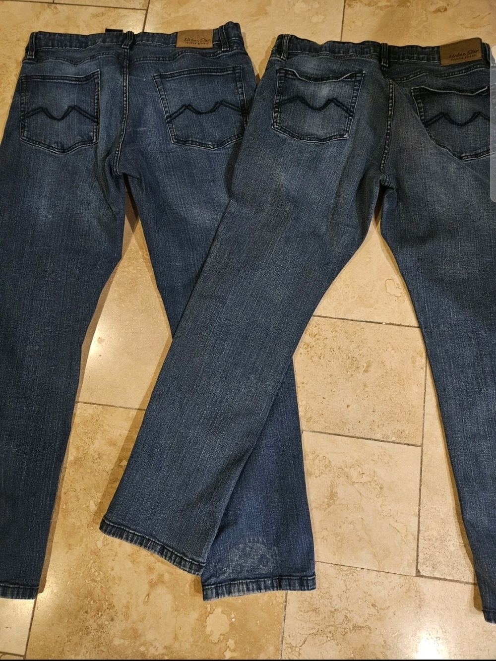 Men's URBAN STAR  Straight Jeans - Dark Blue 36X32 2 PAIR